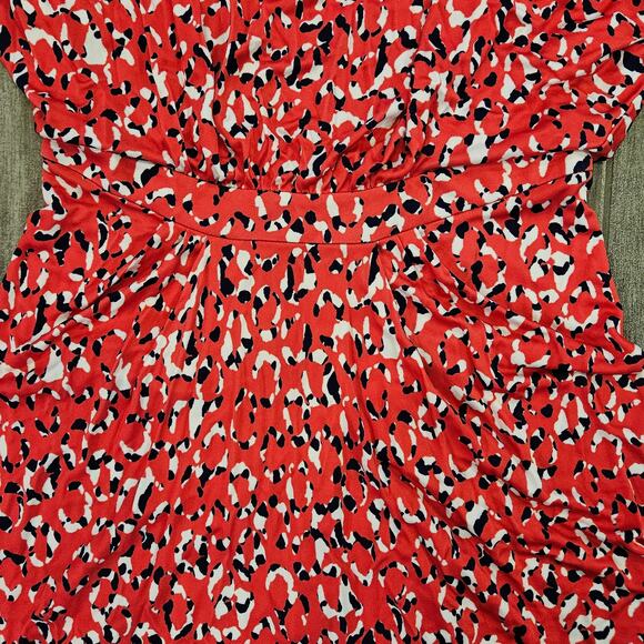 Saloni Aspara Printed Jersey Dress Women’s 6 Abstract Ruched Midi Luxury Elegant - Picture 6 of 14